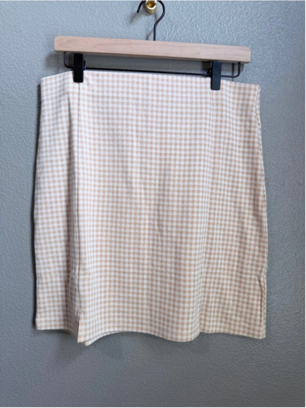 Women's Elodie Beige White Gingham Skirt XL
